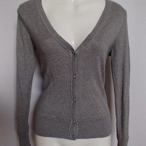 BANANA REPUBLIC GREY BROWN V-NECK CARDIGAN PETITE